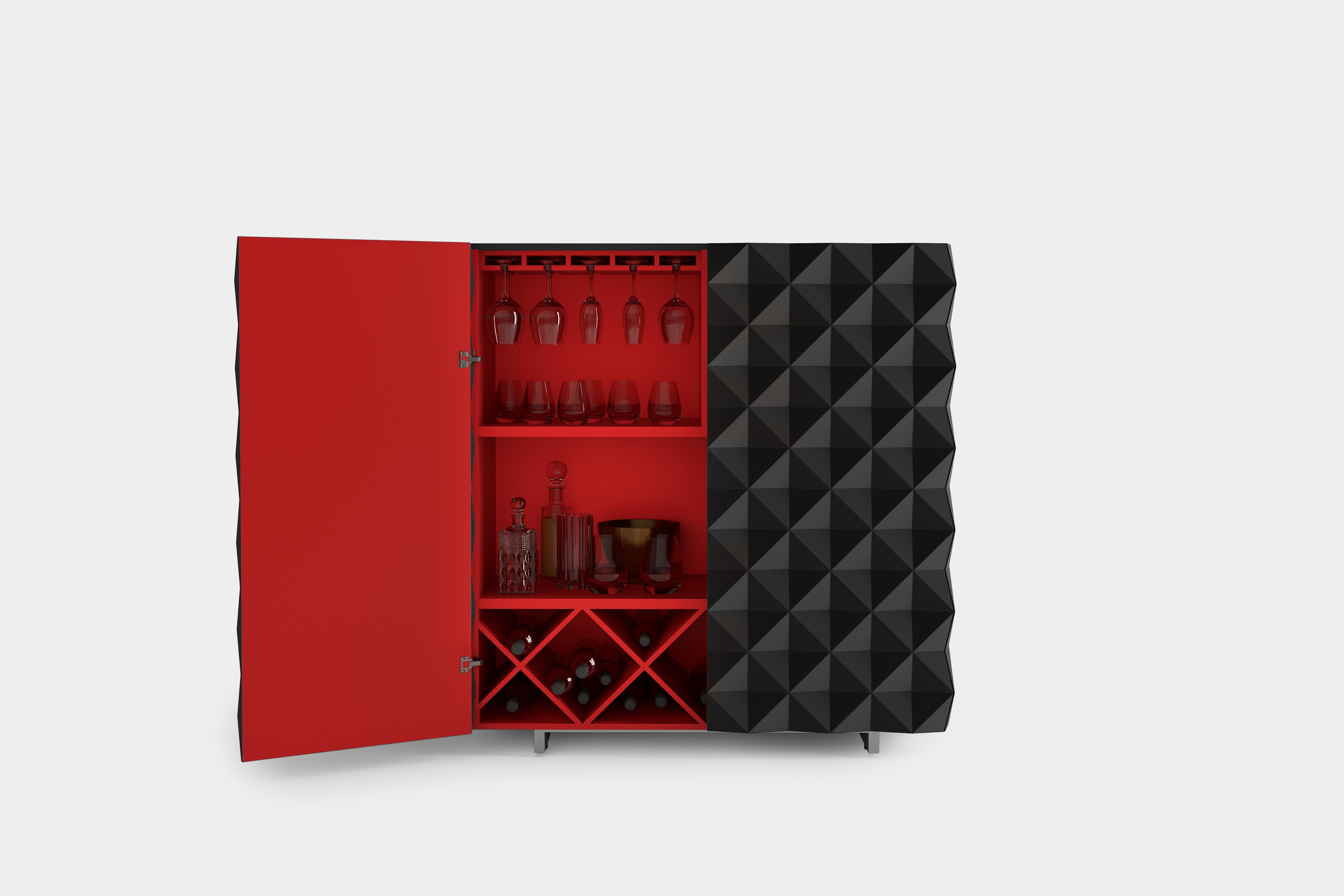 Mexican Rocky Bar Cabinet, Cupboard in Black by Joel Escalona For Sale