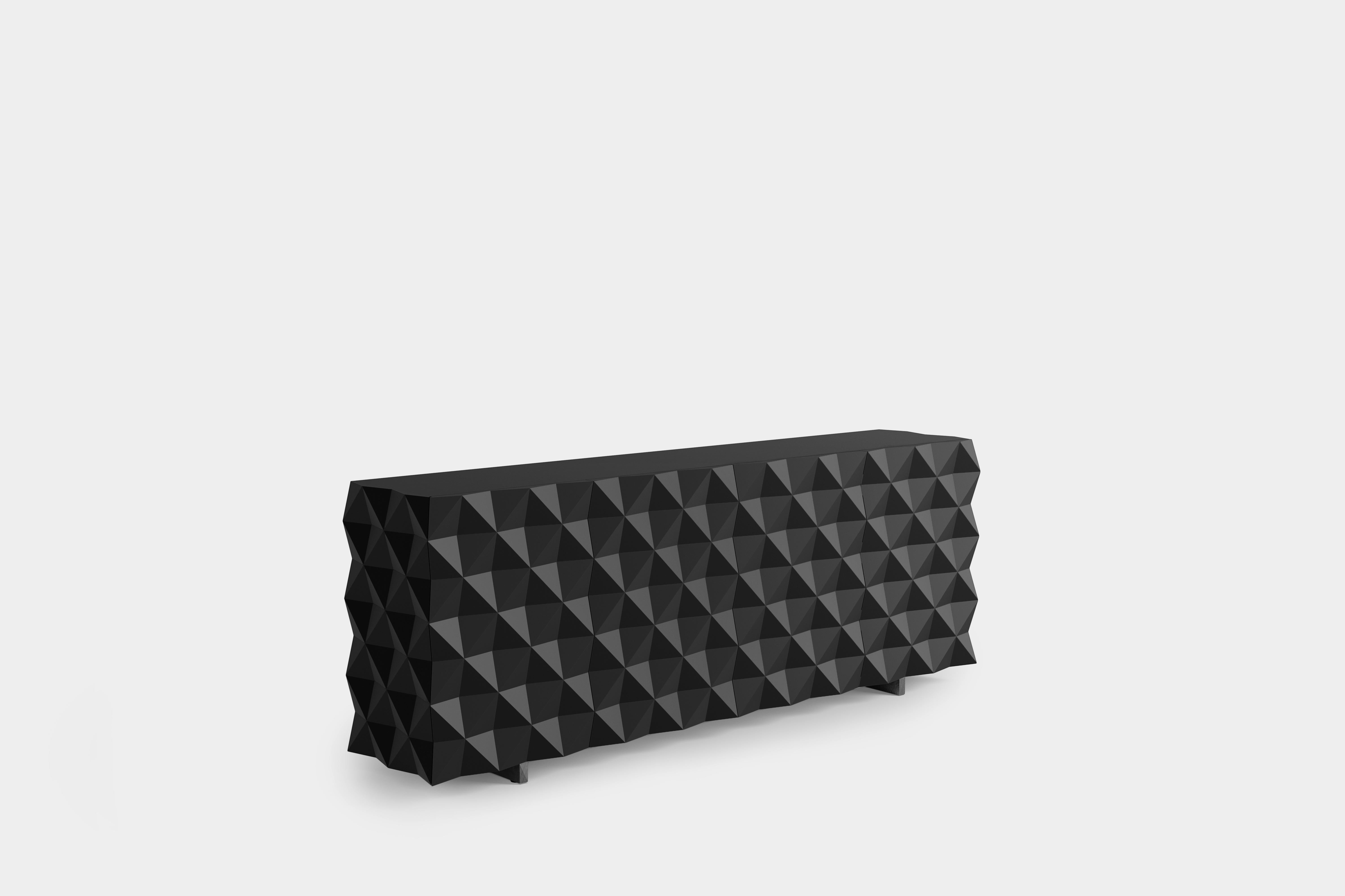 black geometric sideboard