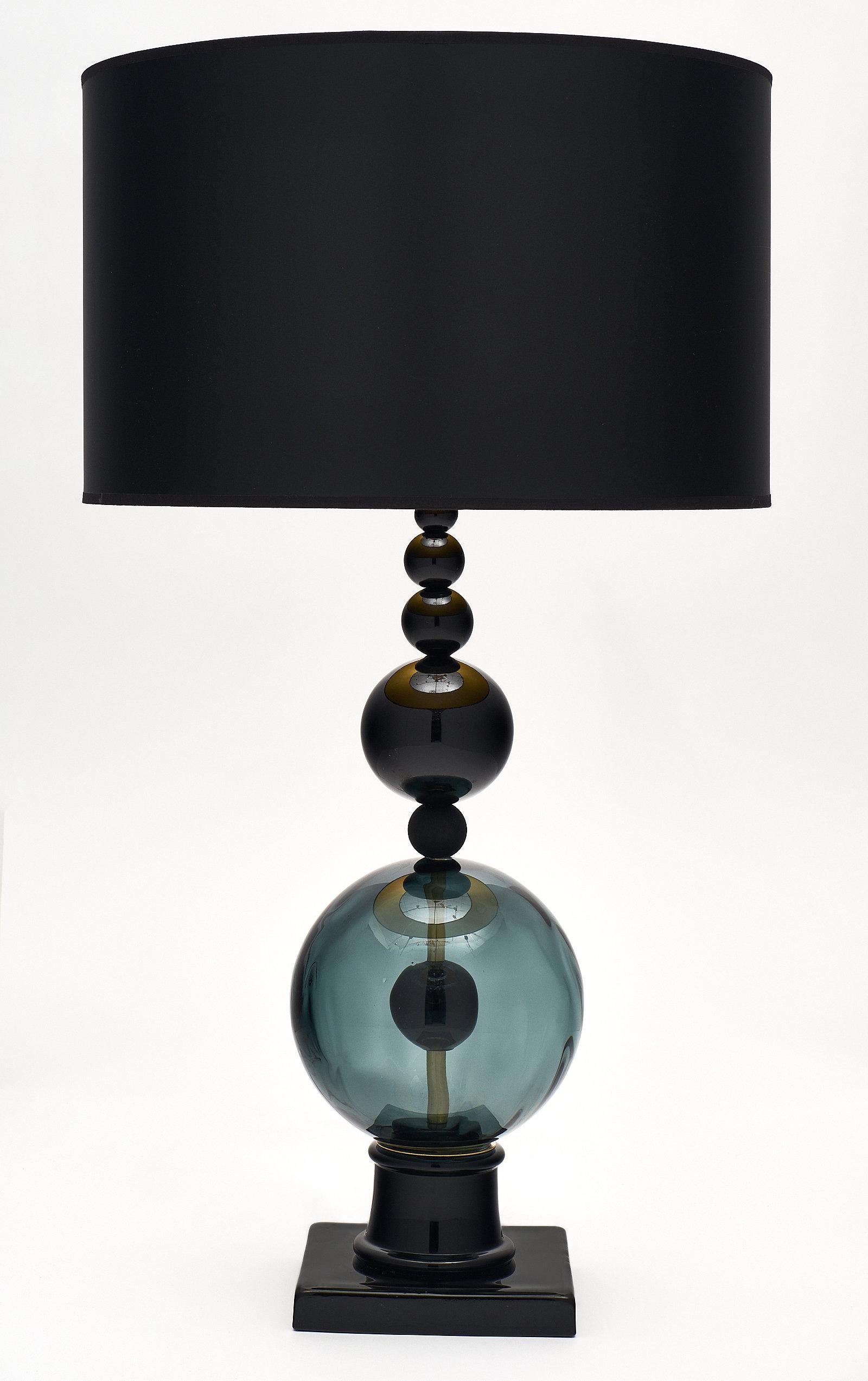 Modern Geometric Black Murano Glass Lamps