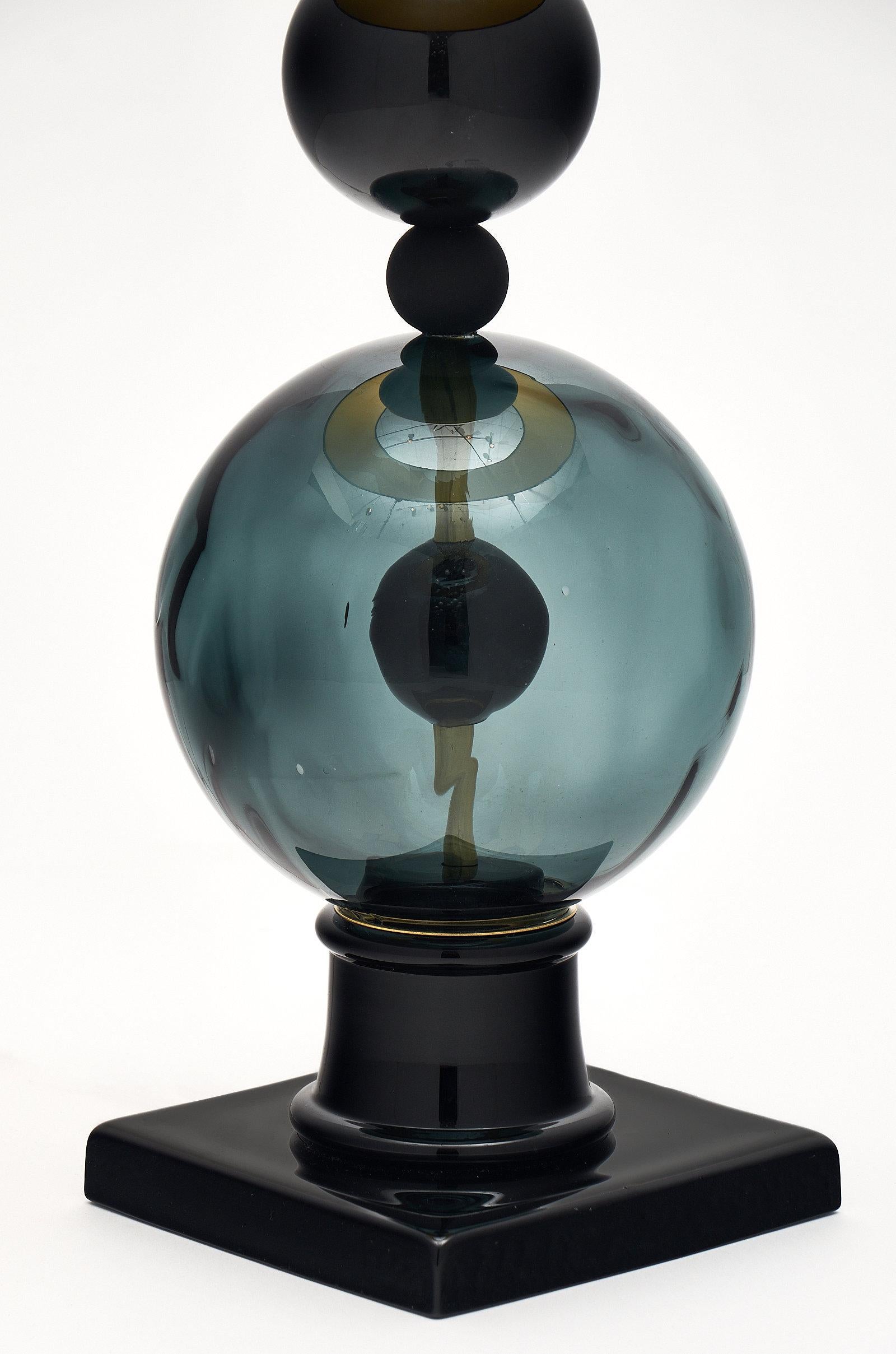 Contemporary Geometric Black Murano Glass Lamps