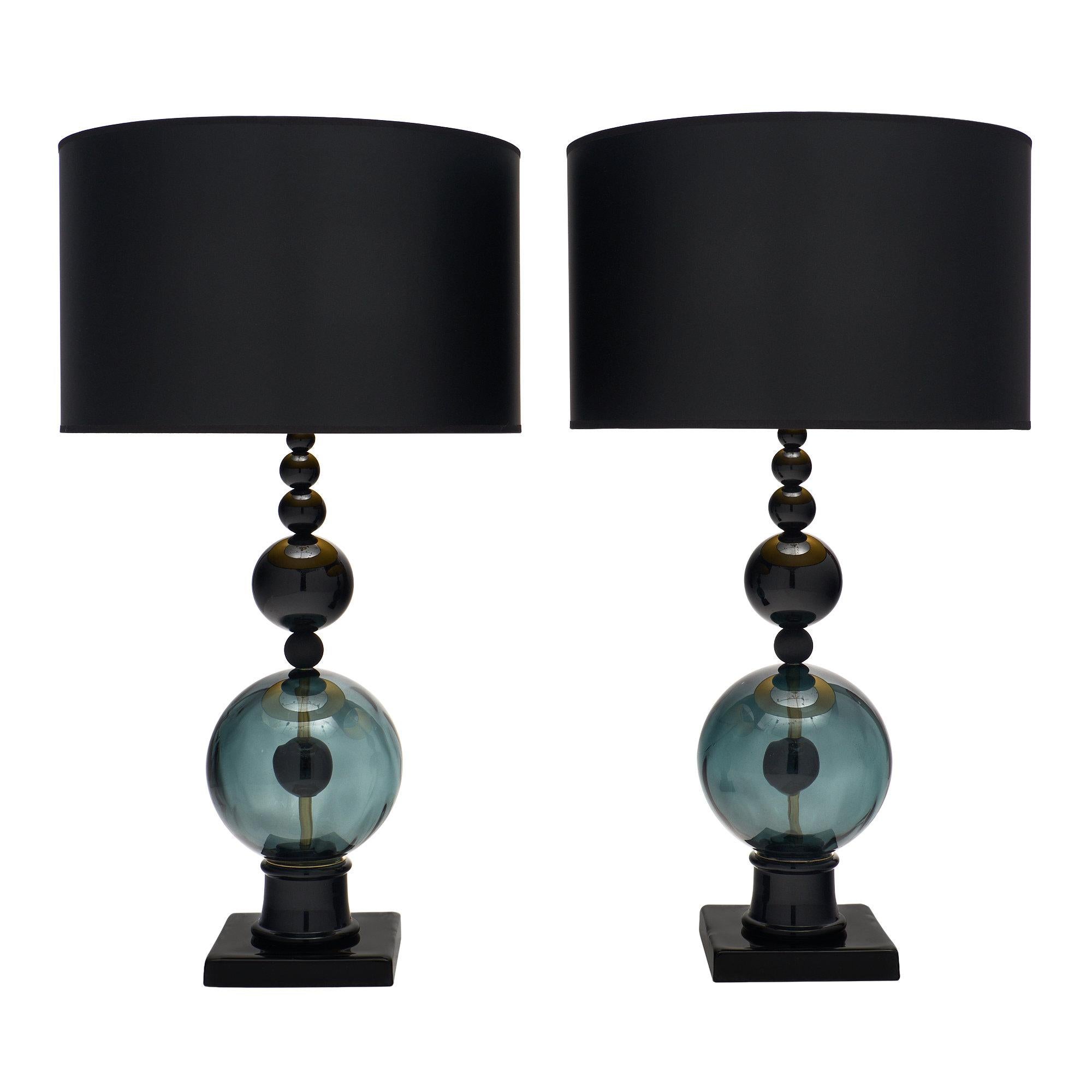 Geometric Black Murano Glass Lamps