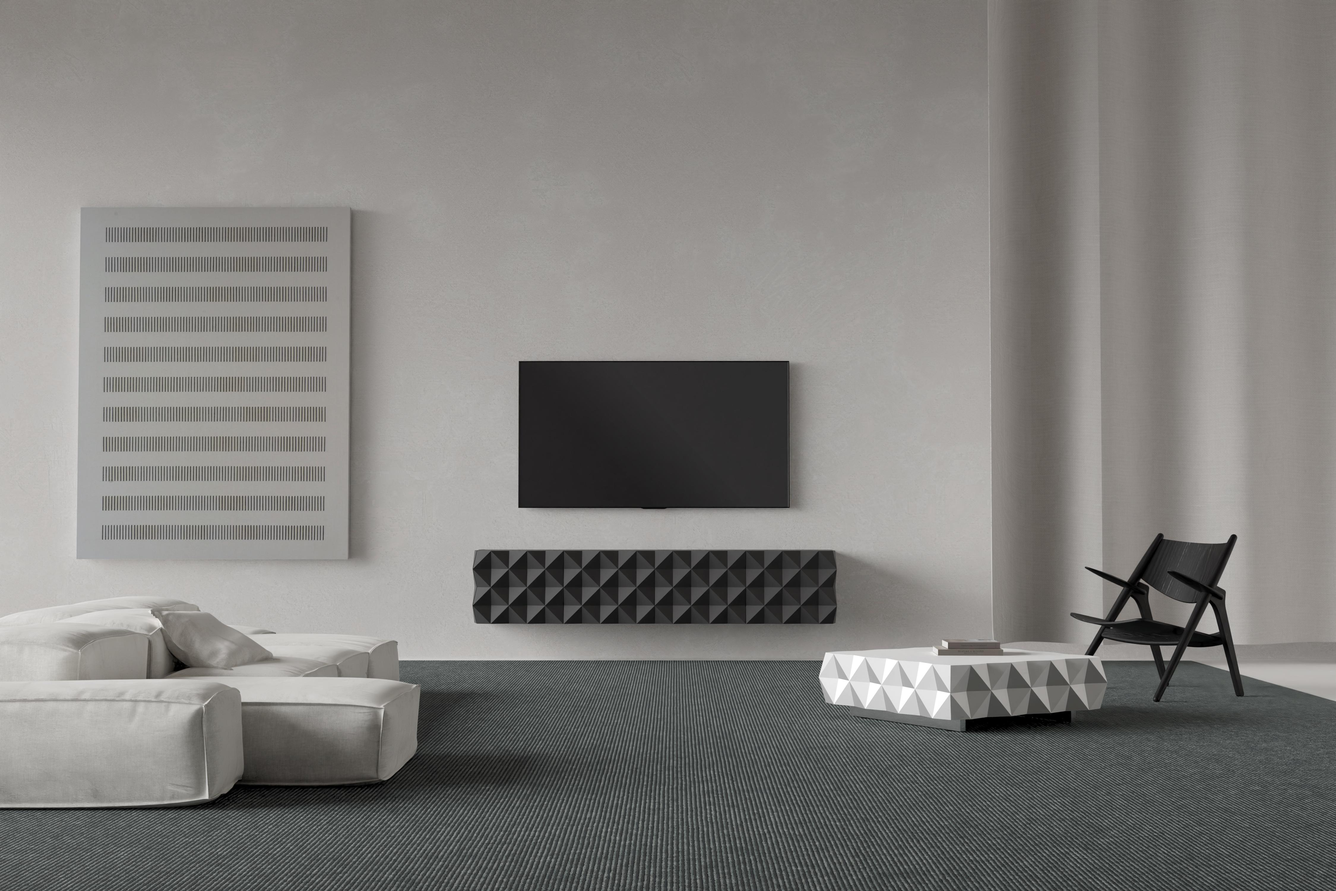 Rocky Tv Stand, Entertainment Center, Low Console in Black by Joel Escalona In New Condition For Sale In Ciudad de México, CDMX