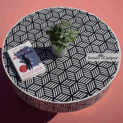 Geometric Black & White Bone Inlay Coffee Table by House of Jaipur