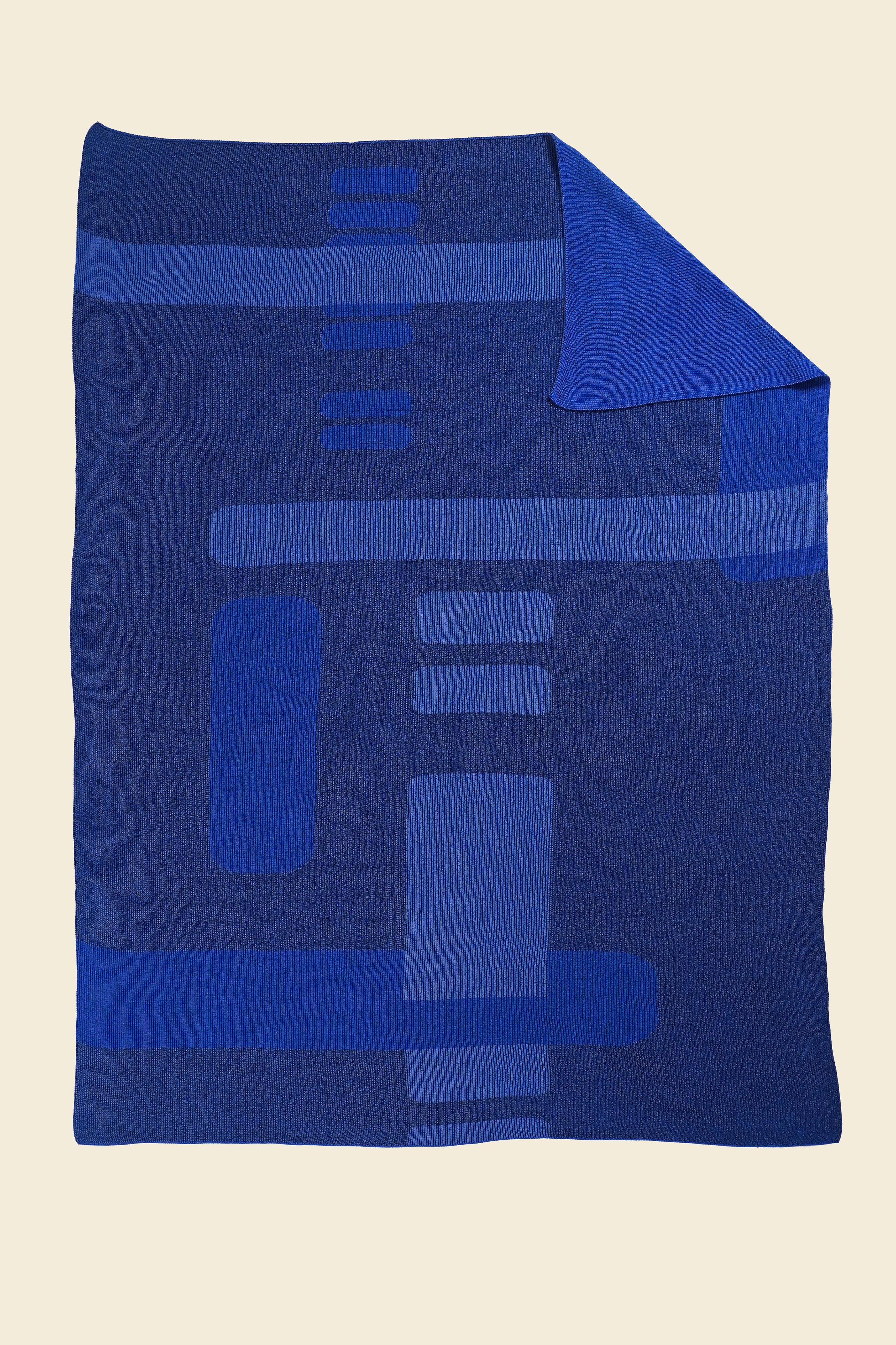 German Geometric Blanket in Blue For Sale