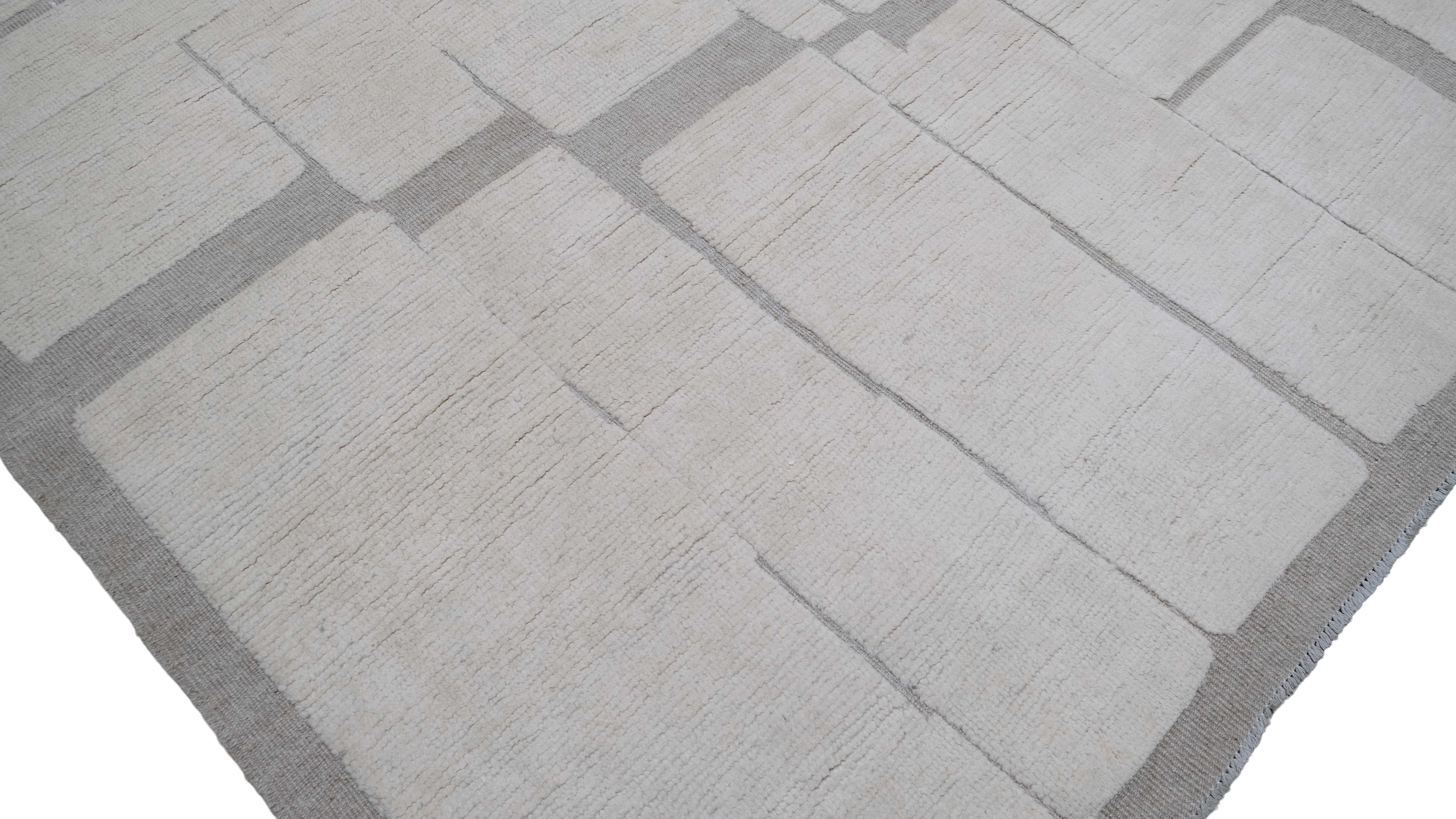 Geometrischer gemusterter Deko-Wollteppich mit Blockmuster 8'x9'6'' (Skandinavische Moderne) im Angebot