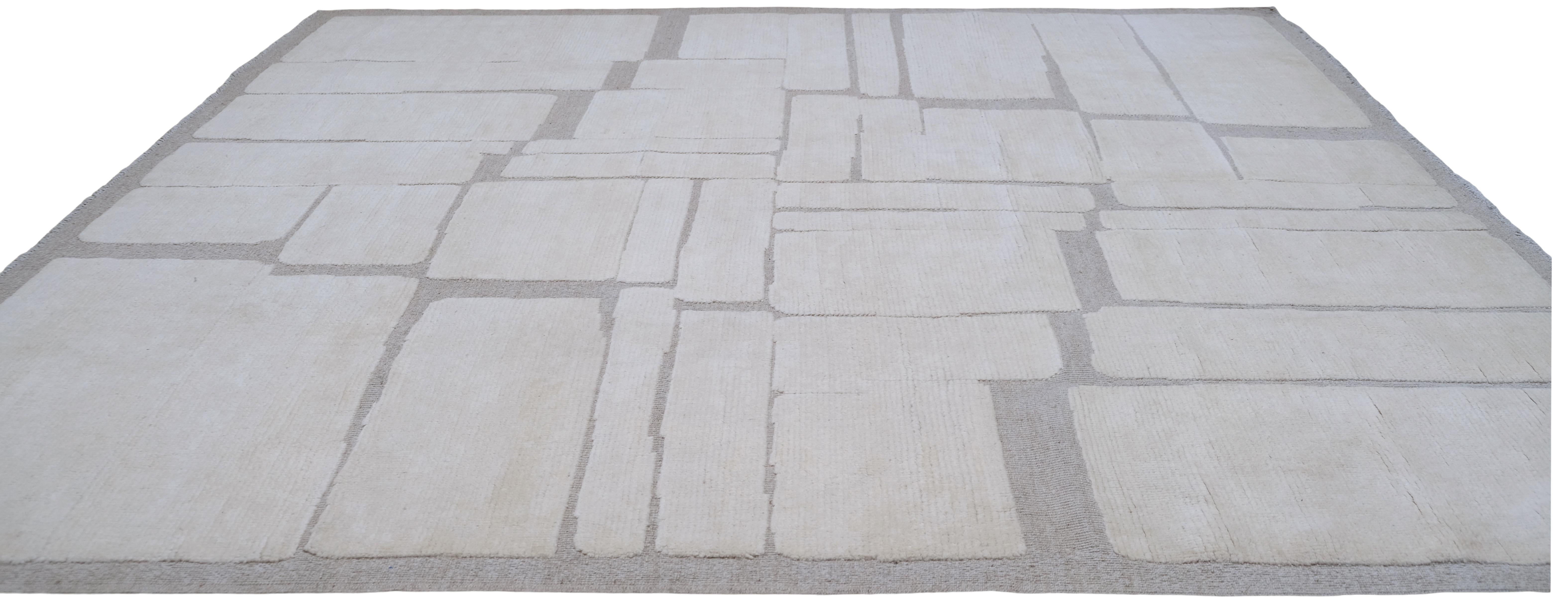 Geometrischer gemusterter Deko-Wollteppich mit Blockmuster 8'x9'6'' (Pakistanisch) im Angebot