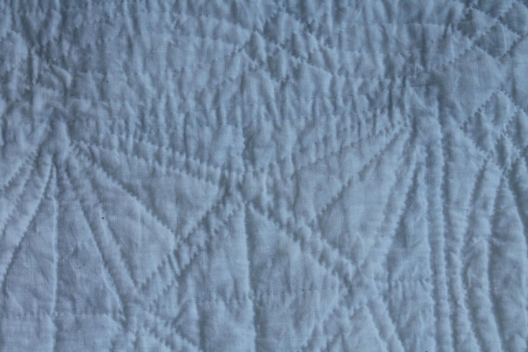 Geometric Blue and White Quilt For Sale at 1stDibs