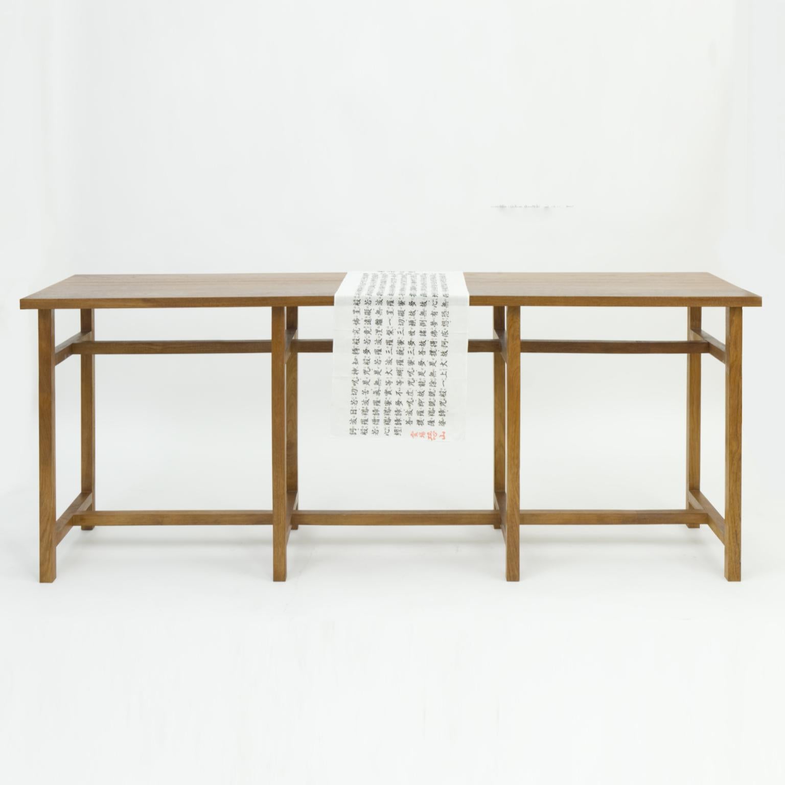 Mid-Century Modern Geometric Minimal Console Hardwood Table For Sale