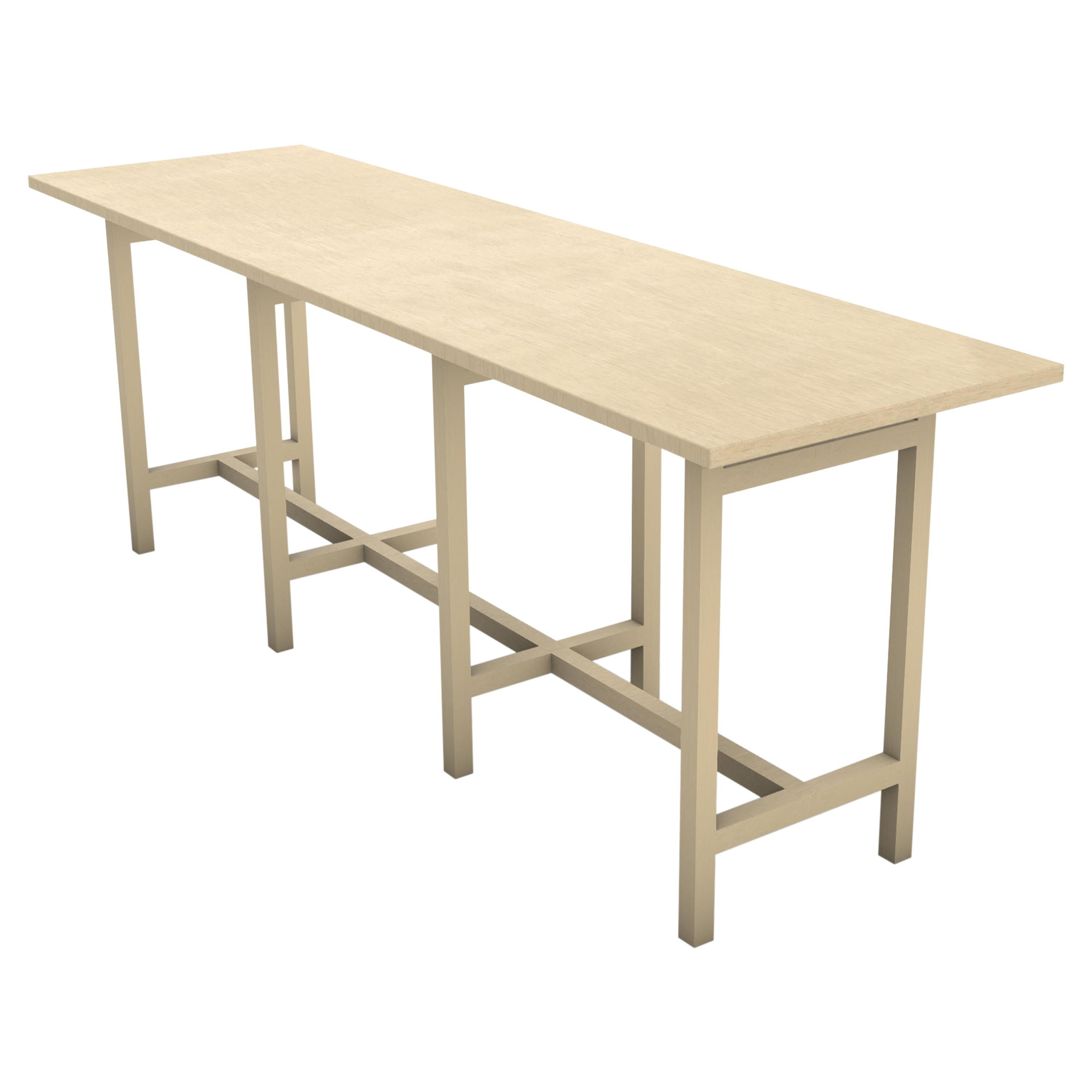 Contemporary Geometric Matched Minimal Console Oak Table For Sale