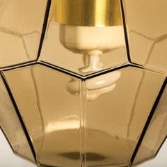 Geometric Brass and Clear Glass Pendant Light by Limburg, 1970s