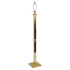 Lampadaire géométrique en laiton et lucite