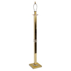 Geometric Brass and Lucite Floor Lamp