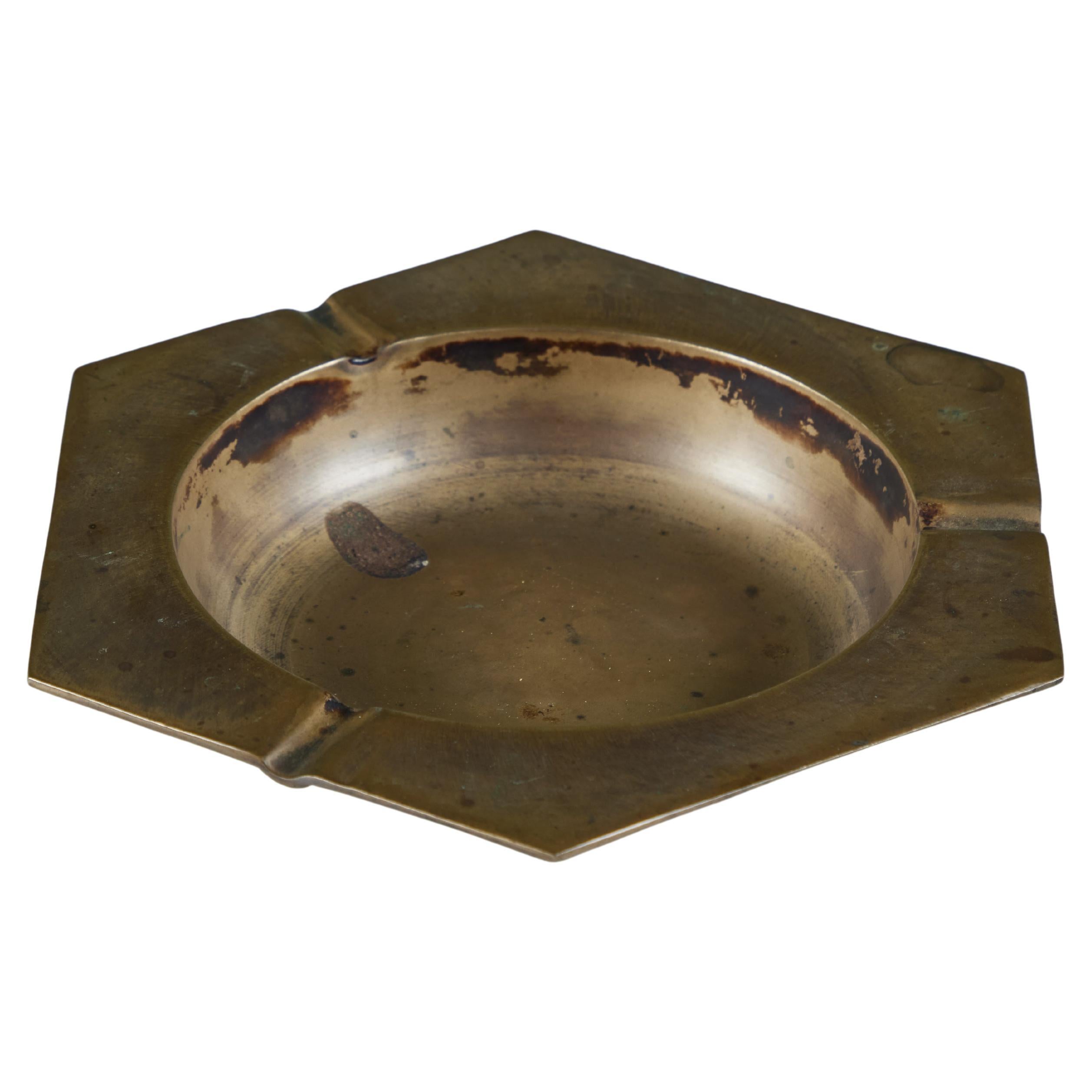 Geometric Brass Ashtray For Sale