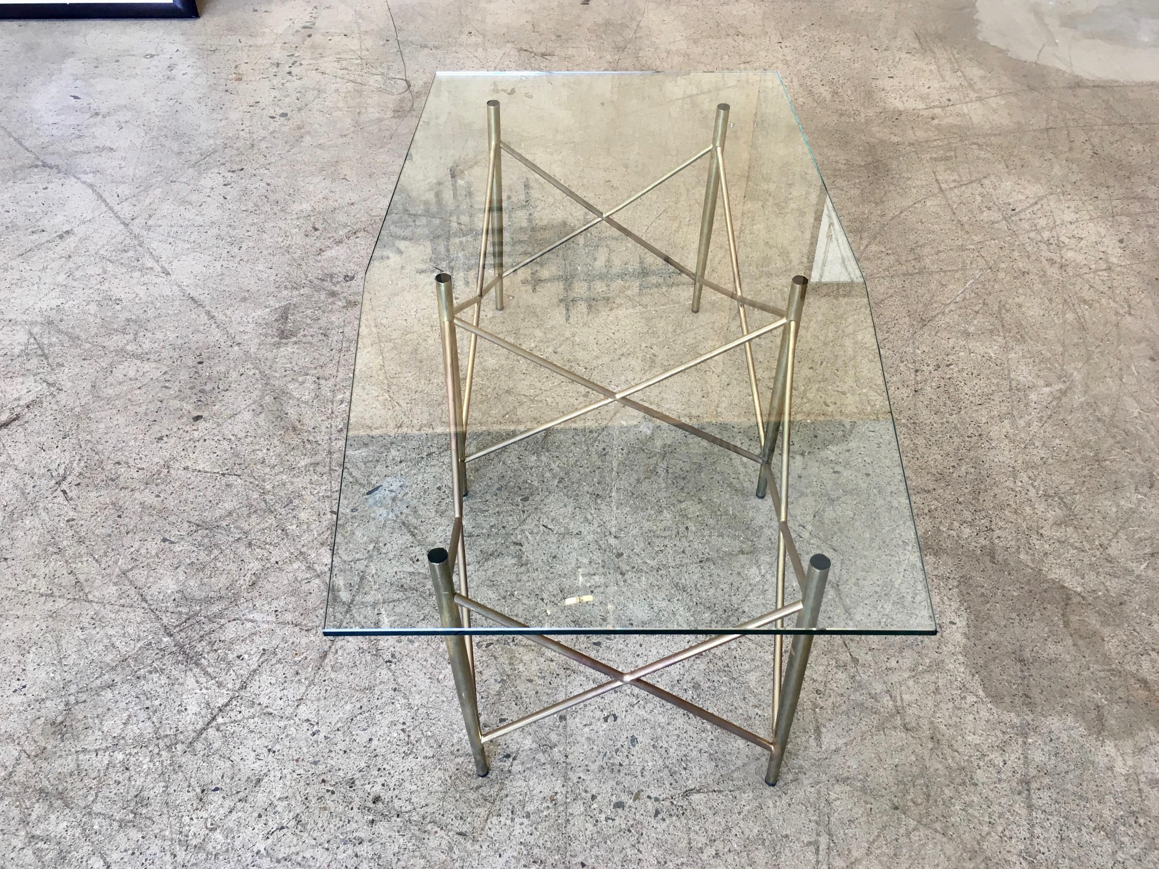 Mid-Century Modern Geometric Brass Coffee Table