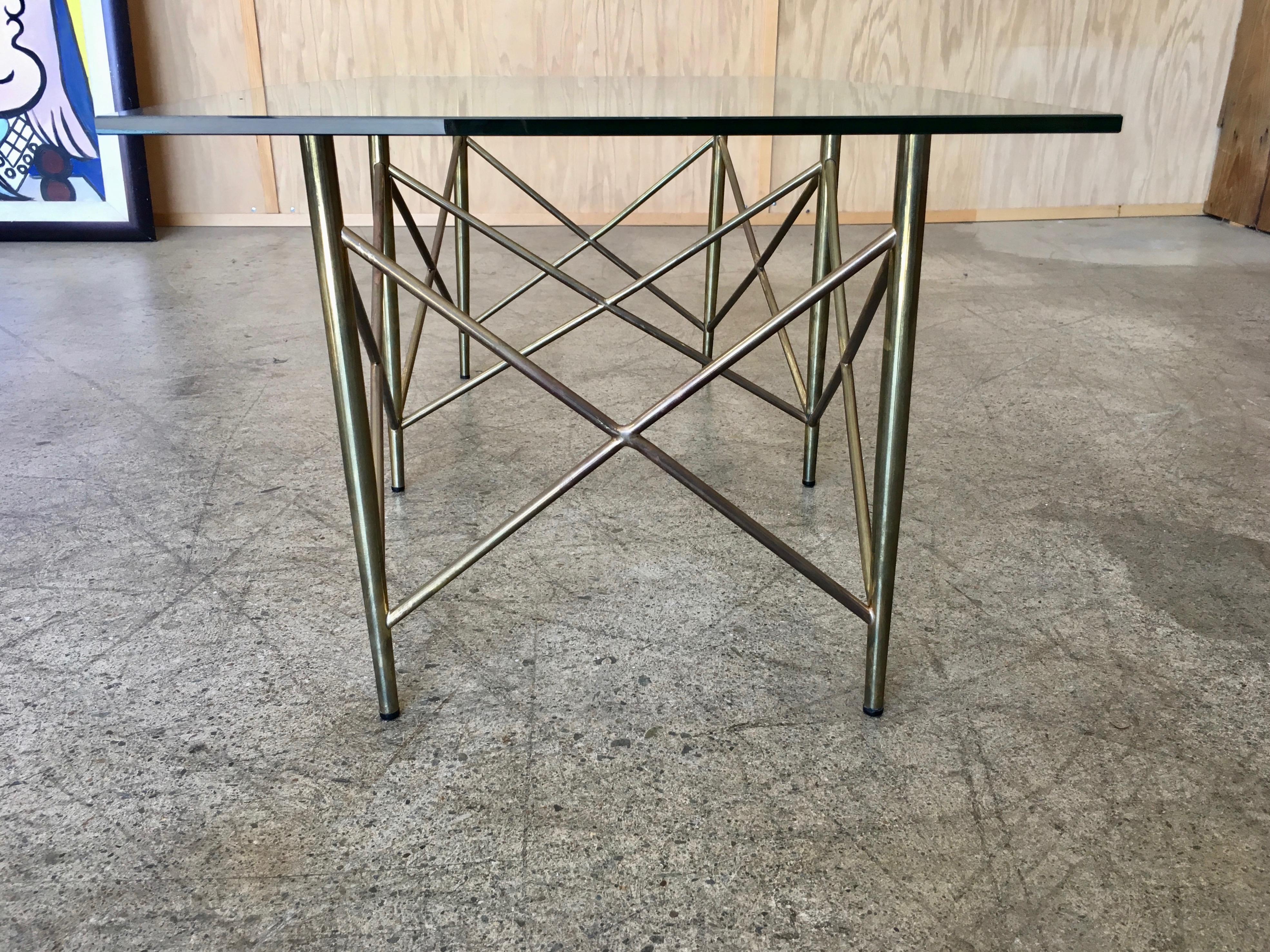 Geometric Brass Coffee Table In Good Condition In Denton, TX