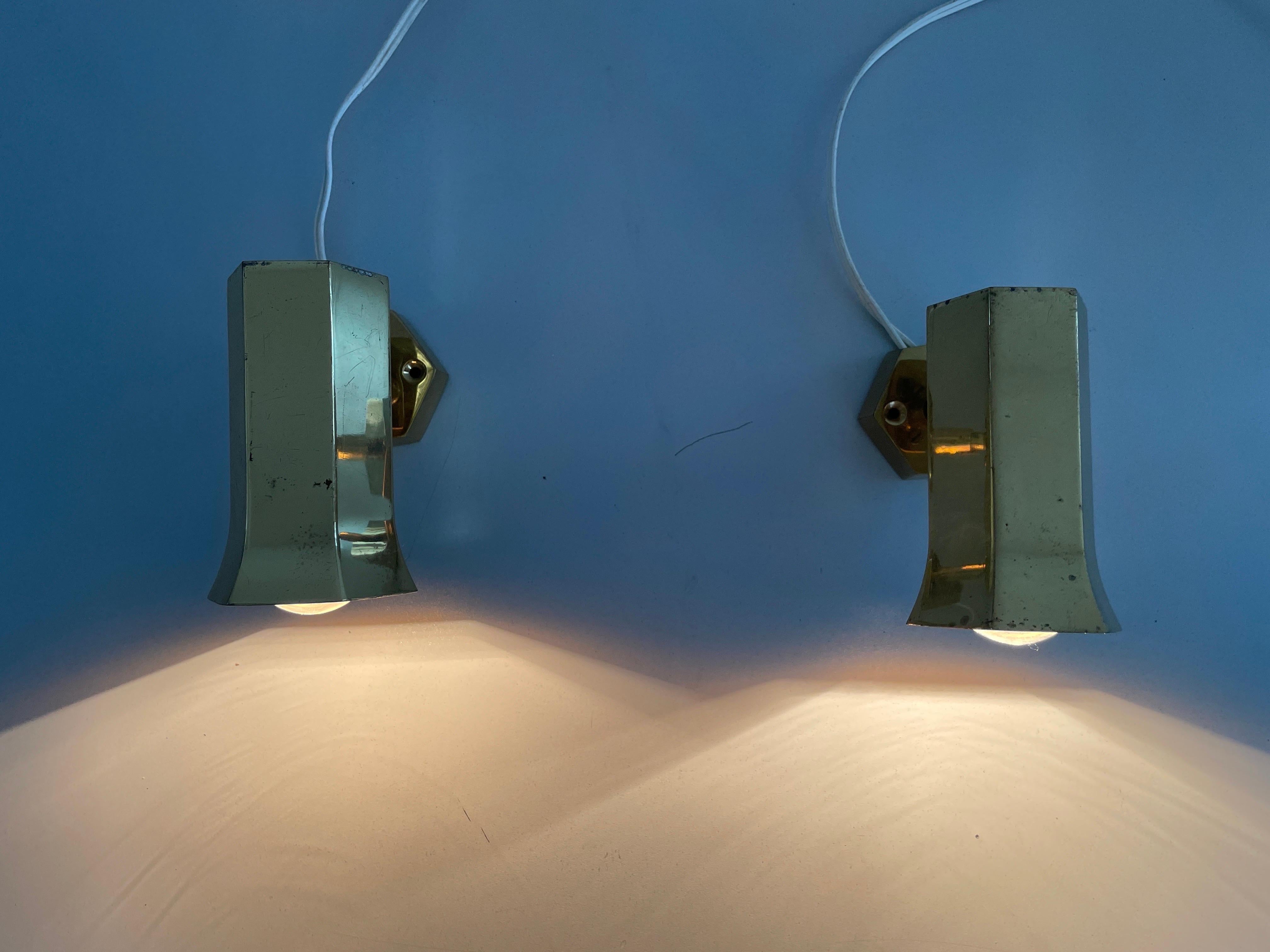 Coppia di lampade geometriche in ottone di Schröder, anni '60, Germania in vendita 5