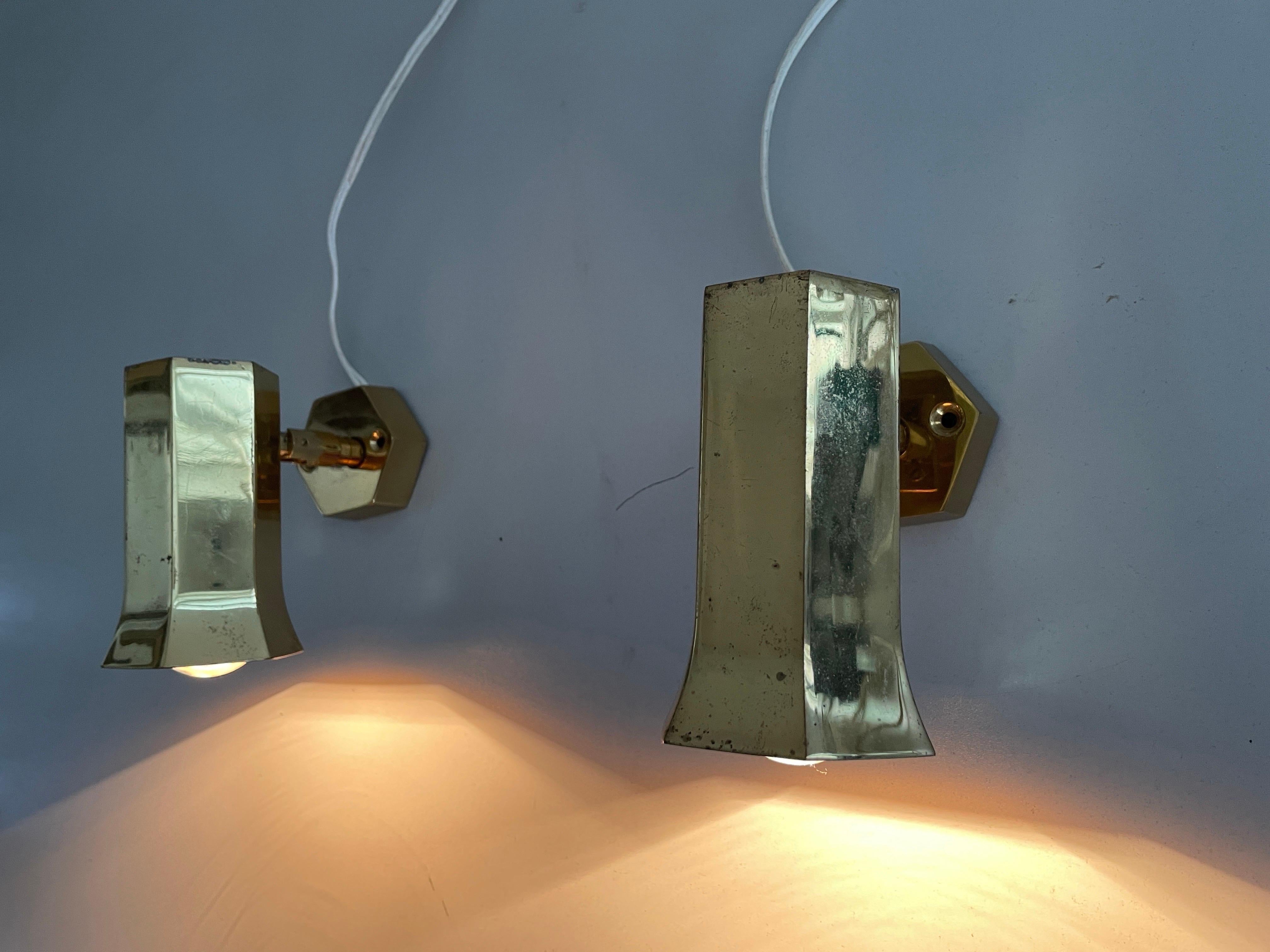 Coppia di lampade geometriche in ottone di Schröder, anni '60, Germania in vendita 7