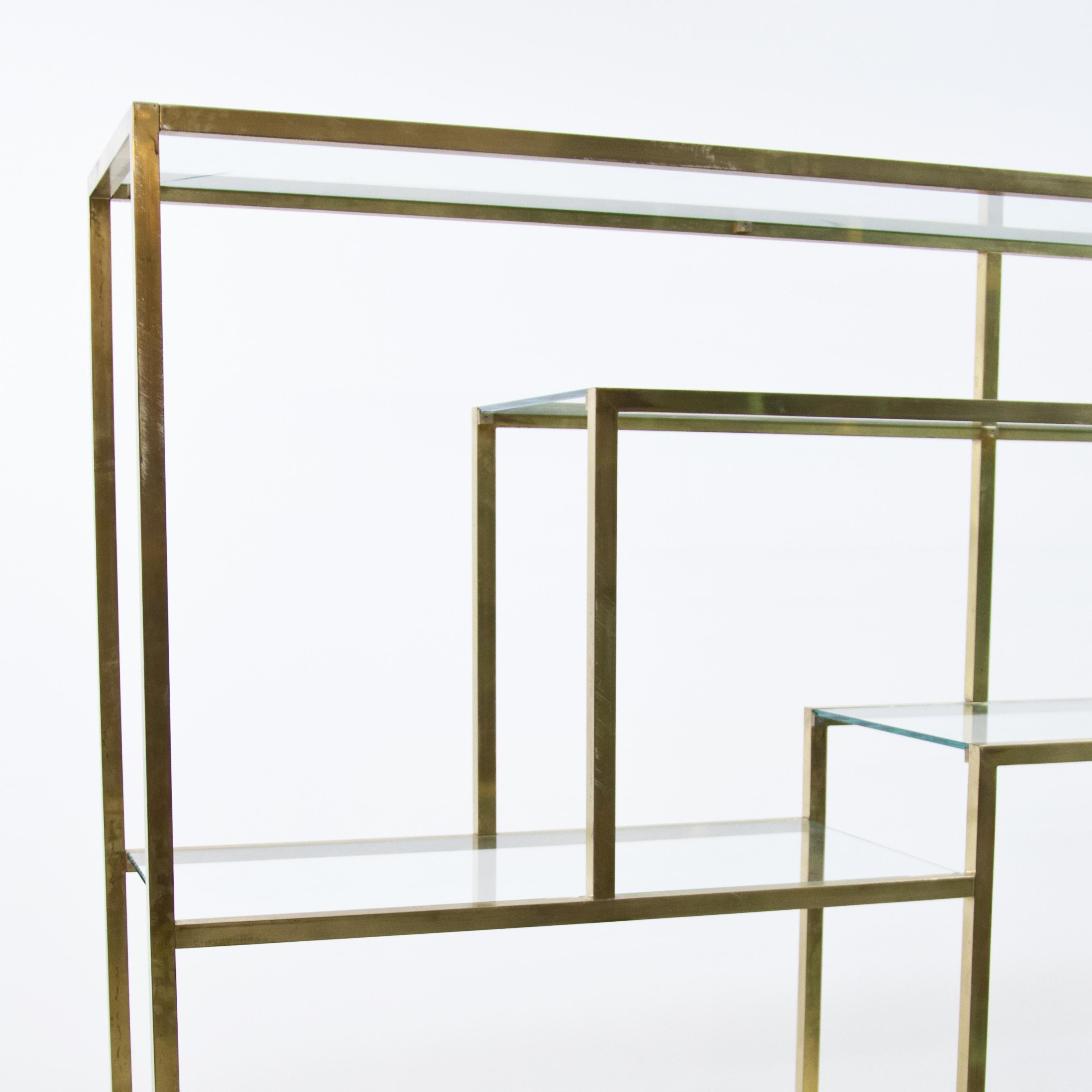 Geometric Brass Shelf in the Style of Romeo Rega, Italy, 1970s In Good Condition In Greding, DE