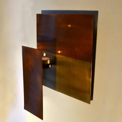 Geometric Brass Wall Candle Holders and Wall Geometric Relief