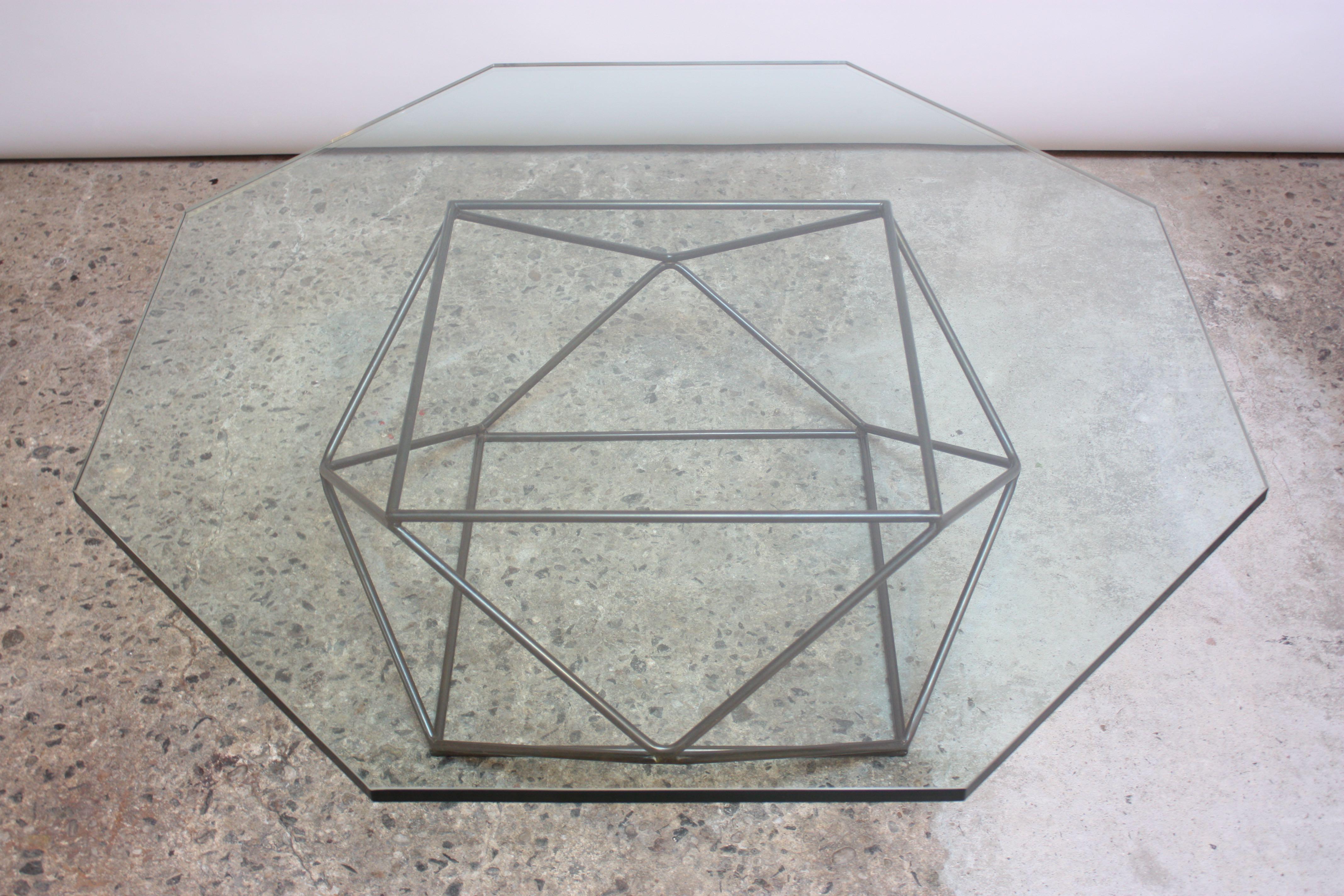 Plated Geometric Bronze Coffee Table by Milo Baughman for Directional For Sale