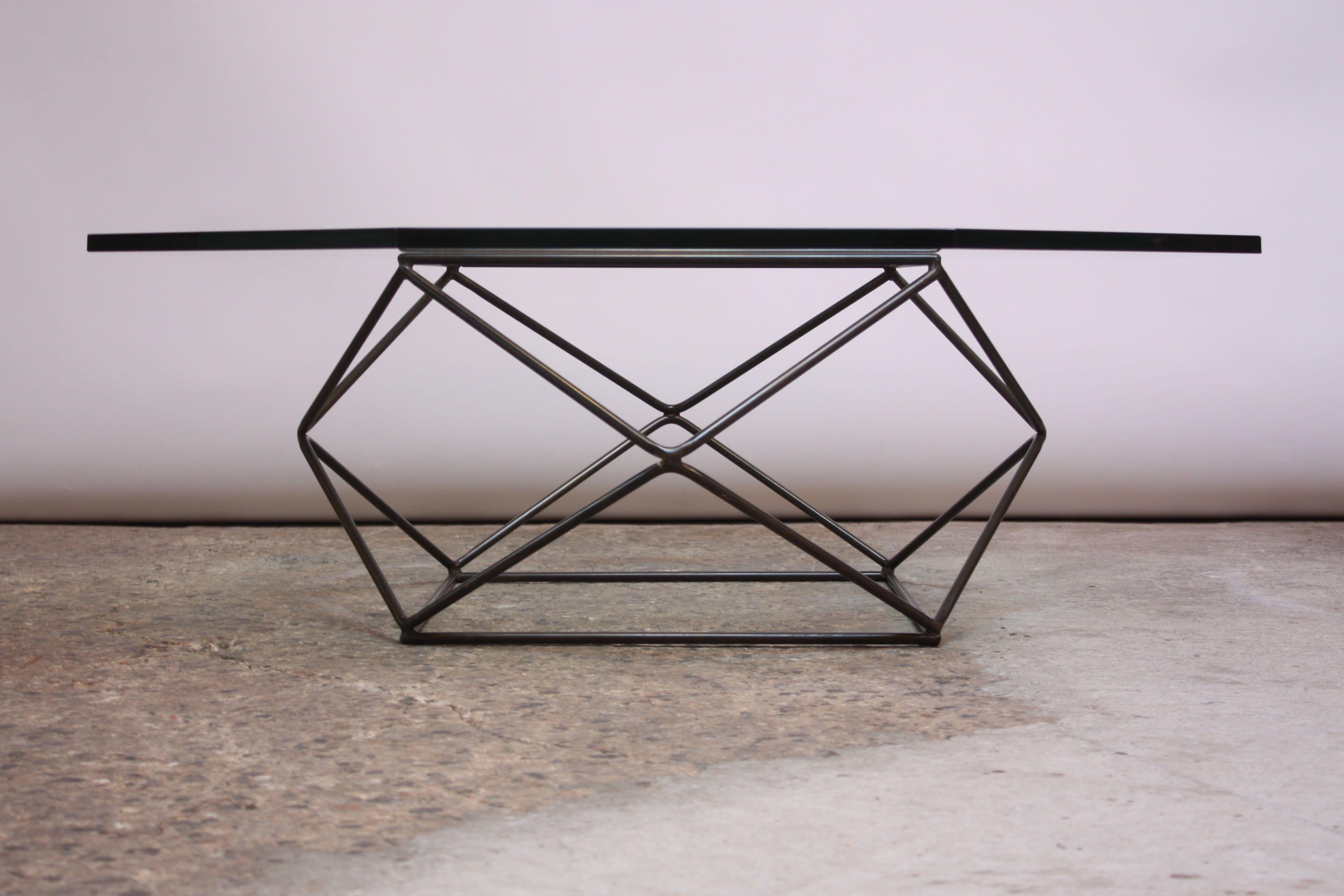 Late 20th Century Geometric Bronze Coffee Table by Milo Baughman for Directional For Sale