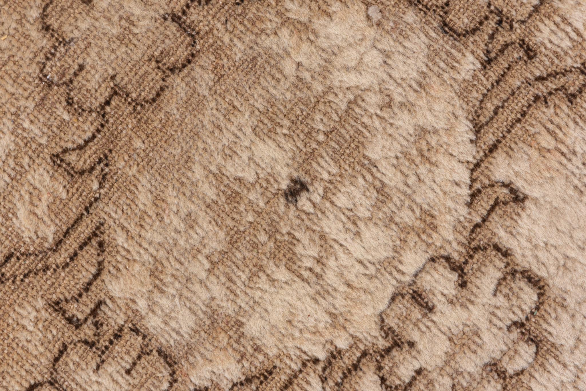 Wool Geometric Browns Turkish Oushak For Sale