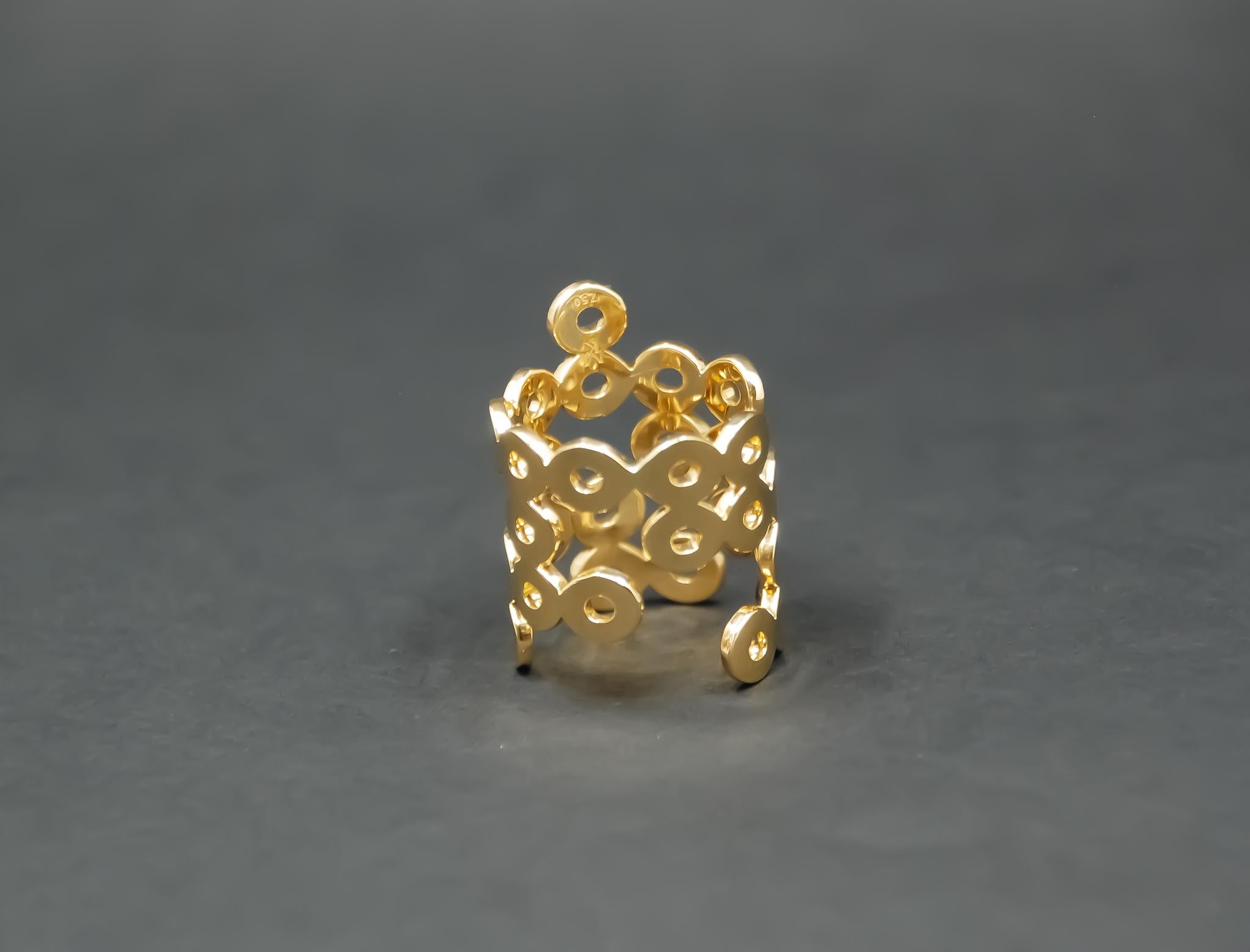 Women's Geometric Bubbles Ring in 18kt Yellow Gold For Sale