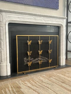 Geometric Butterfly Fire Screen in Brilliant Gold, Ready to Ship