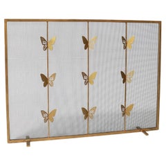 Geometric Butterfly Fire Screen in Brilliant Gold, Ready to Ship