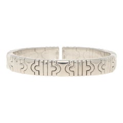 Geometric Bvlgari Open Torque Bangle Set in Solid 18 Karat White Gold