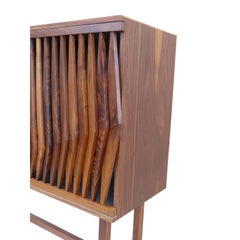 Geometric Cabinet with Light, Walnut and Tzalám Solid Wood, Crafted in México