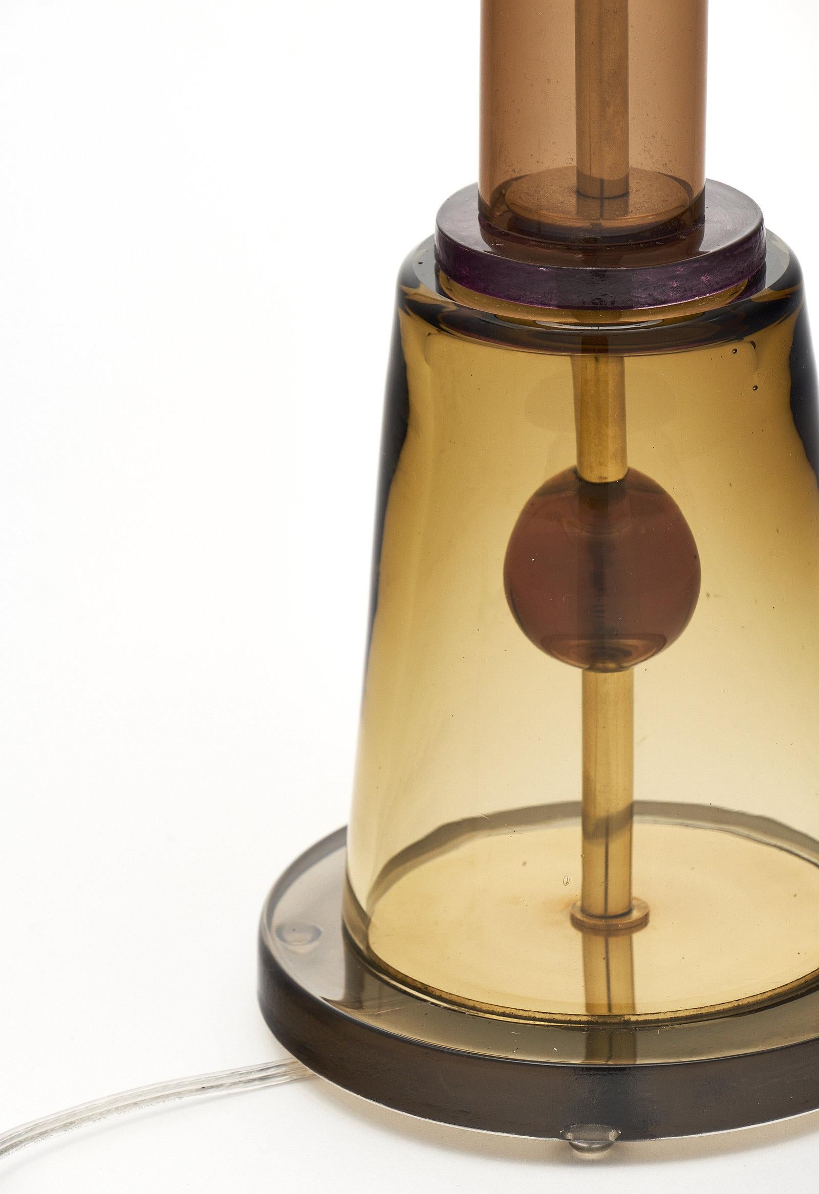 Geometric Caramel Murano Glass Lamps 3