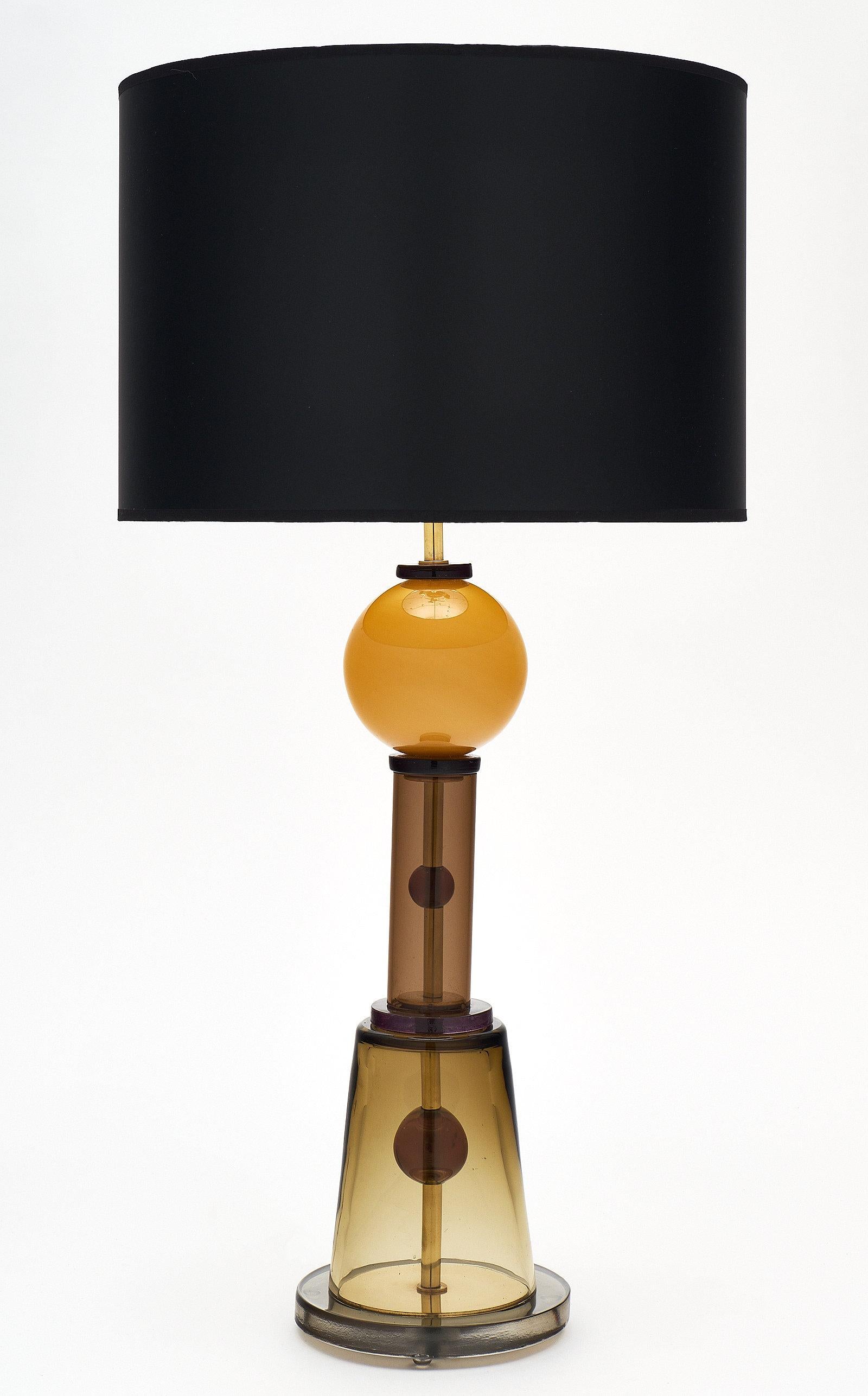 Modern Geometric Caramel Murano Glass Lamps