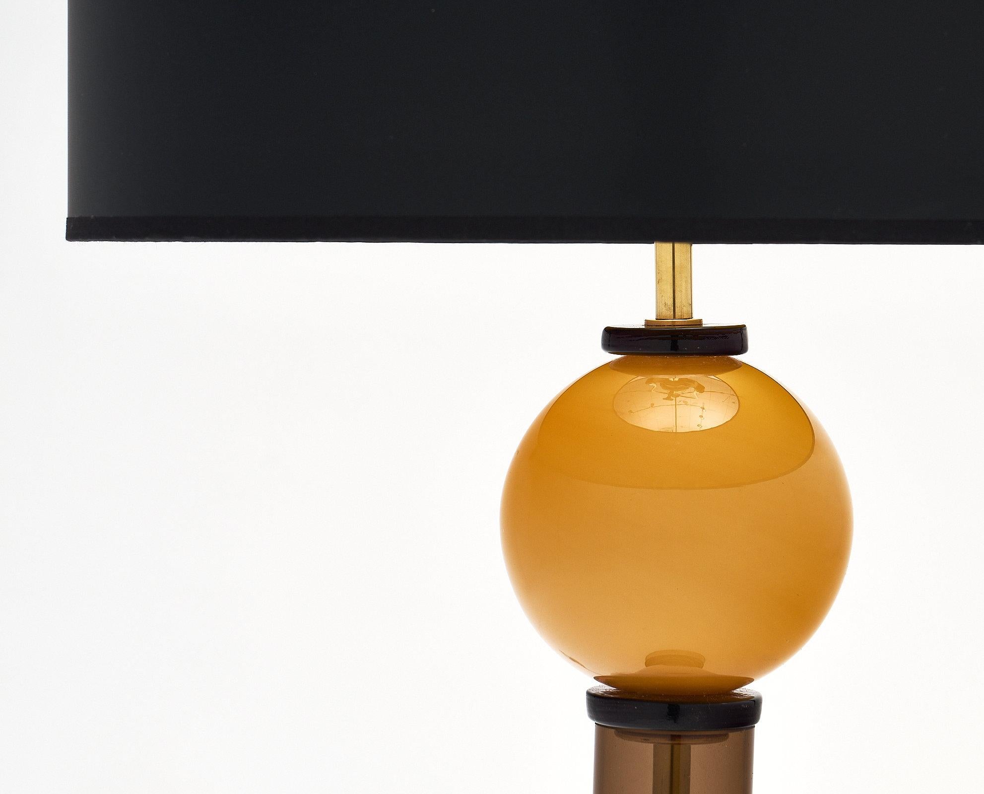 Italian Geometric Caramel Murano Glass Lamps