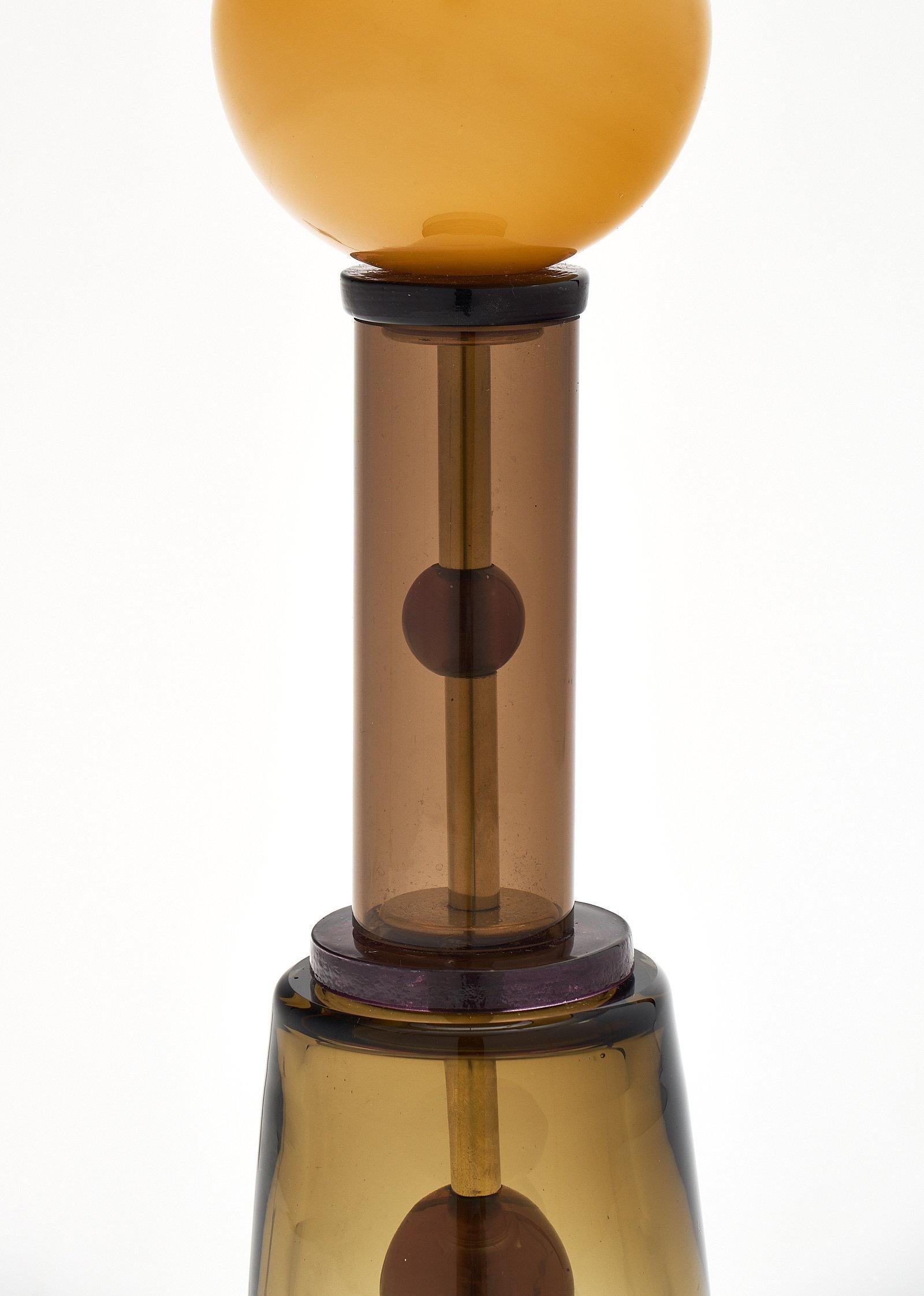Contemporary Geometric Caramel Murano Glass Lamps