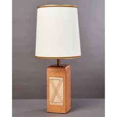 Geometric Ceramic Lamp with Abstract Decor, France, 1970s