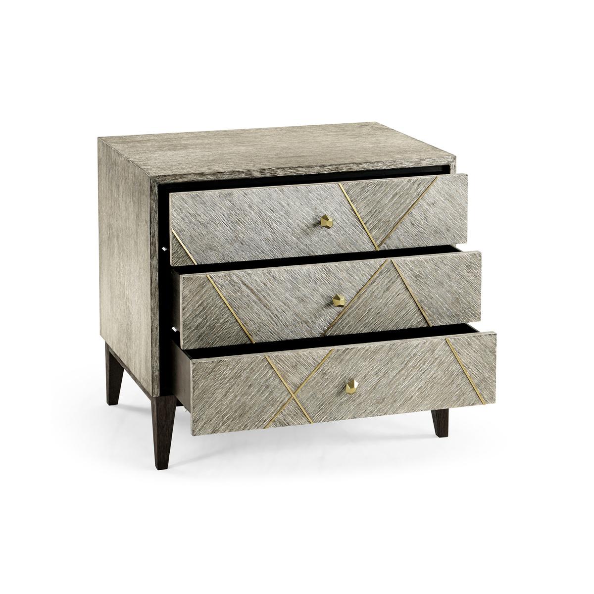 Modern Geometric Cerused Oak Nightstand For Sale