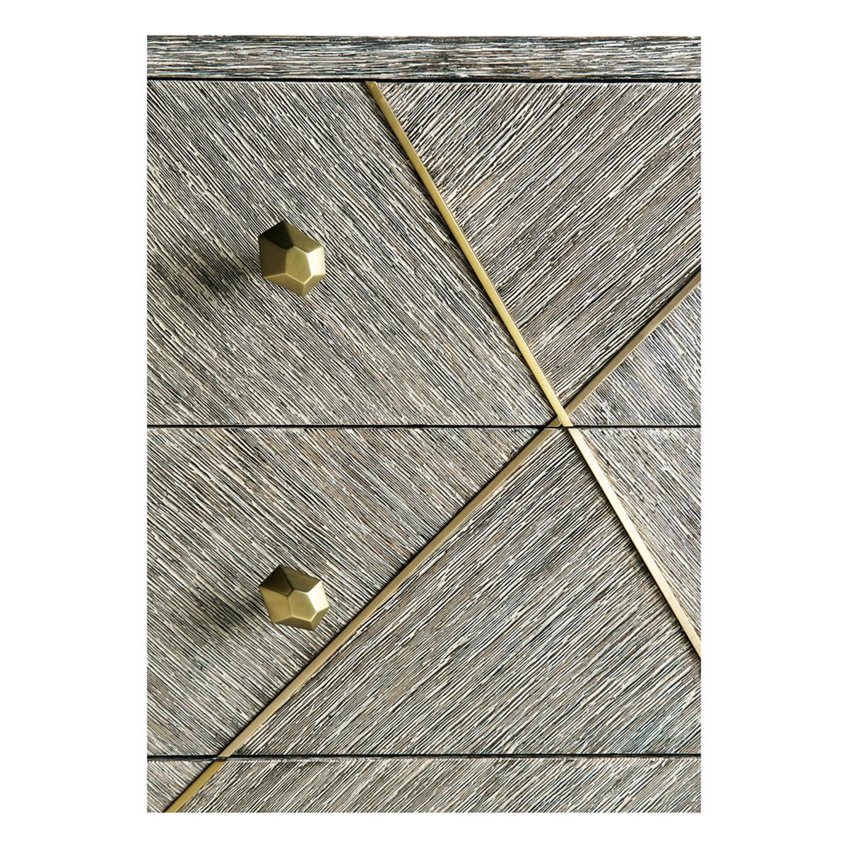 Vietnamese Geometric Cerused Oak Nightstand