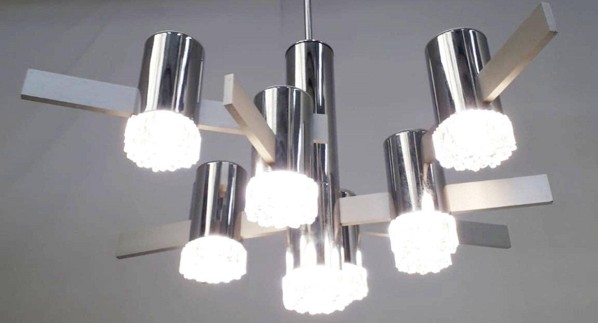 Lampadario geometrico di Gaetano Sciolari, Italia, anni '70. in vendita 2