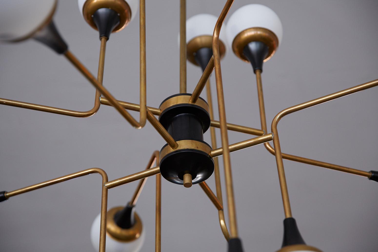 Mid-Century Modern Geometric Chandelier, style of Stilnovo, circa 2010