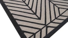 Geometric Charcoal Grey Chevron Designed Wool Flatweave Rug 9'4''x12'