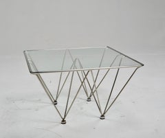 Geometric chrome and glass coffee table attributed to Paolo Piva