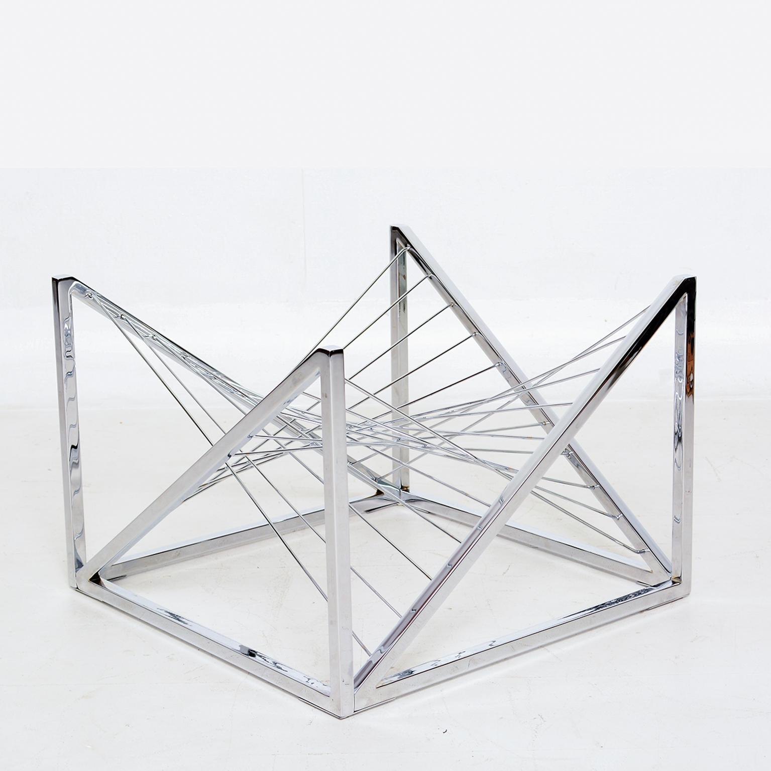 Mexican Chrome Coffee Table Base Sculpted Metal Design Diego Matthai 1980s