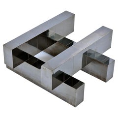 Geometric Chromed Steel Cityscape Coffee Table by Paul Evans