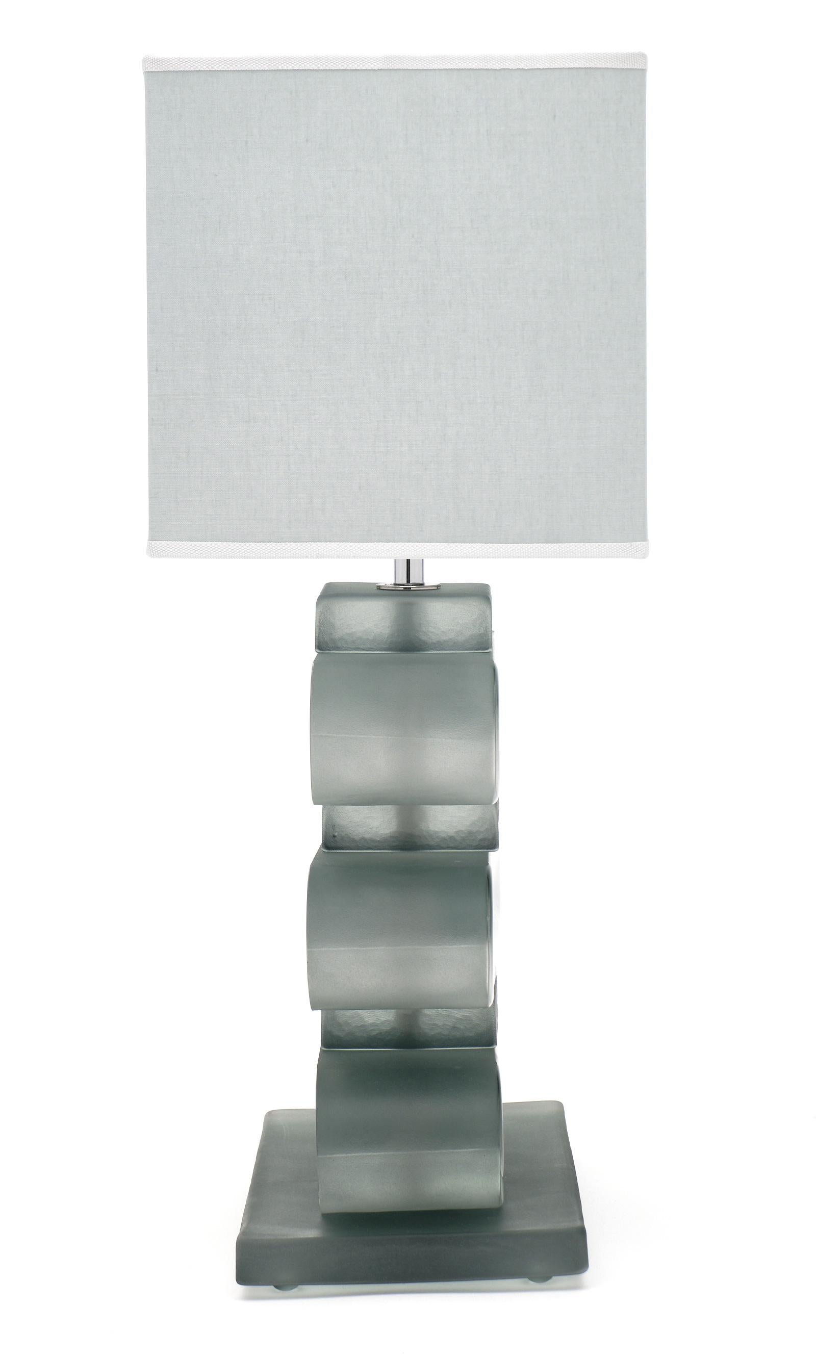 Lampen aus klarem Muranoglas mit geometrischem Muster im Angebot 4