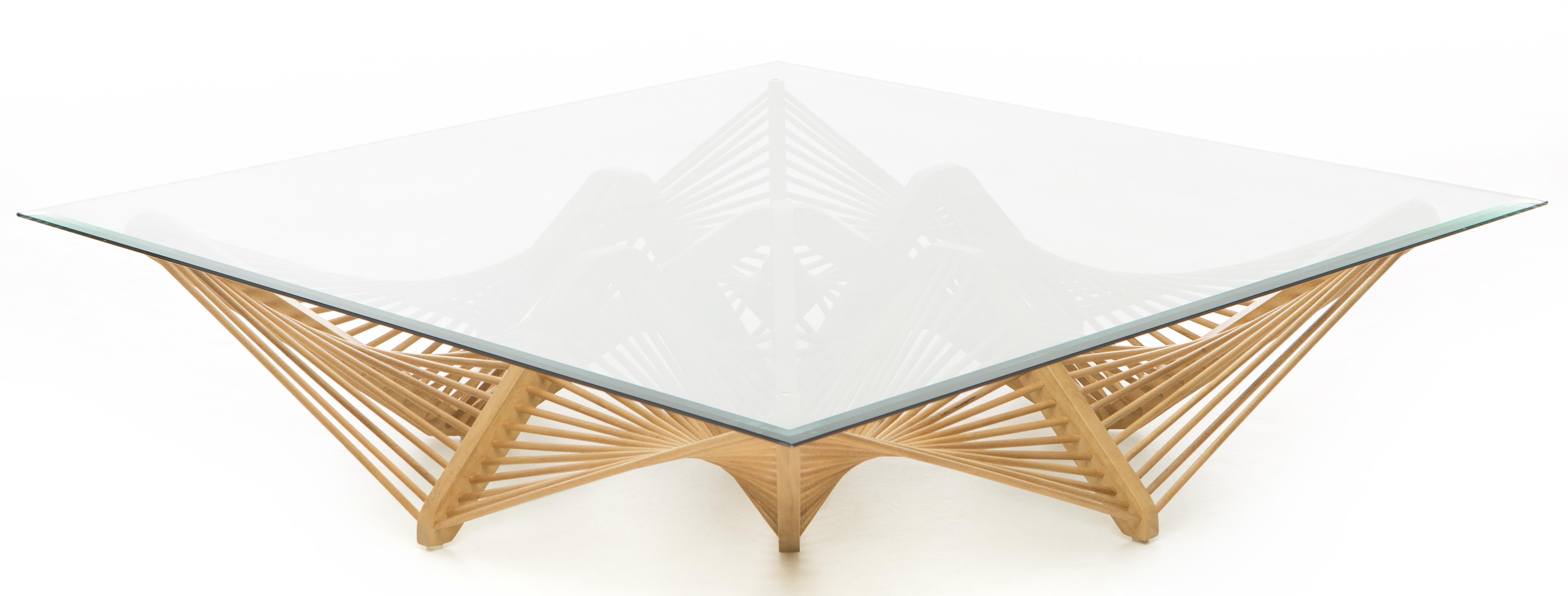 Style international Table à cocktail géométrique en bois naturel en vente