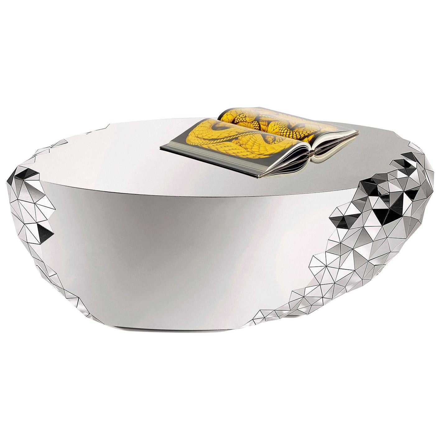 Geometric Coffee Cocktail Table in Mirror Polished Steel, Stellar by Jake Phipps For Sale