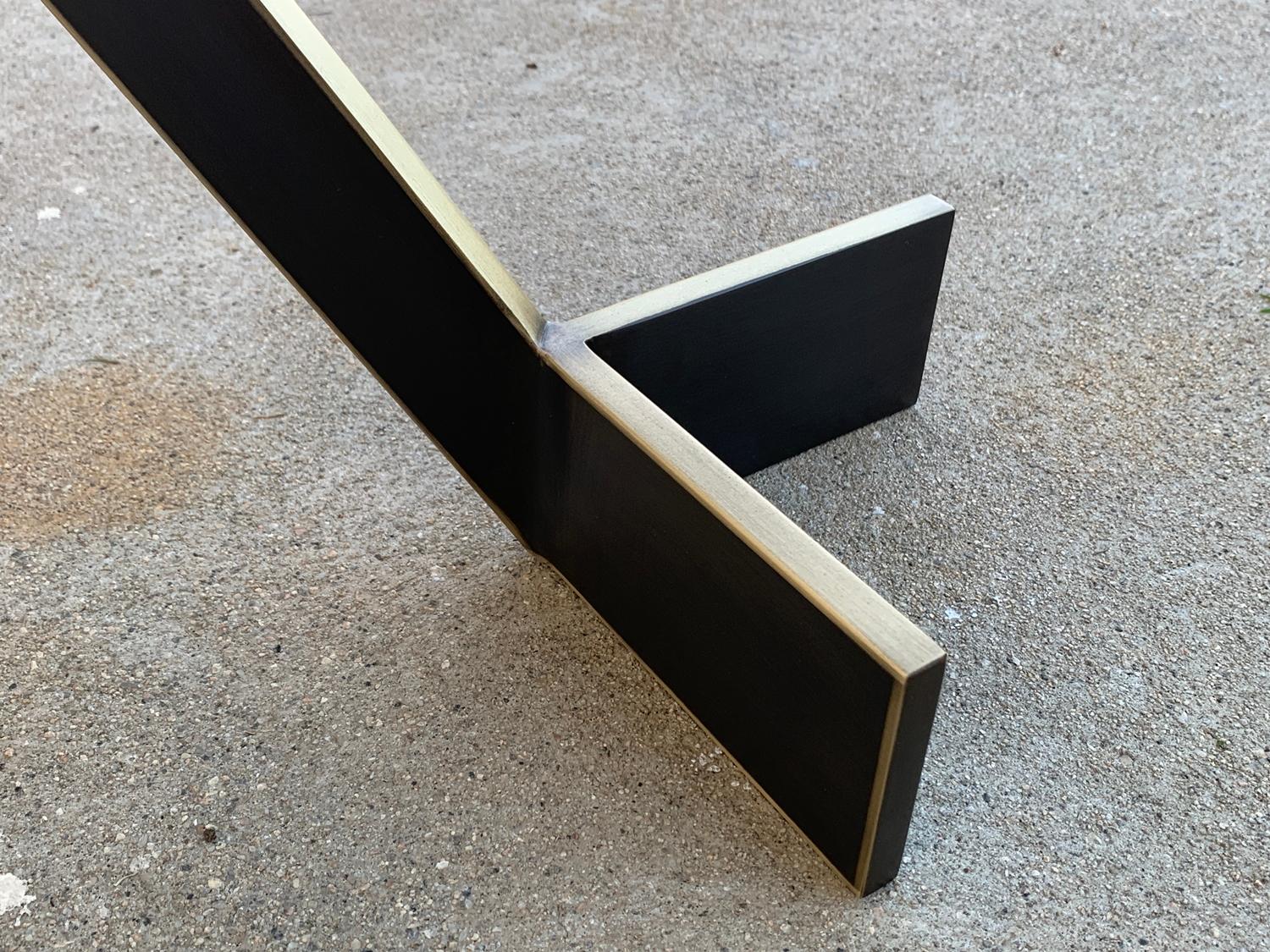 Geometric Coffee Table in Solid Brass & Glass by Amparo Calderon Tapia For Sale 7