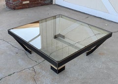 Geometric Coffee Table in Solid Brass & Glass by Amparo Calderon Tapia