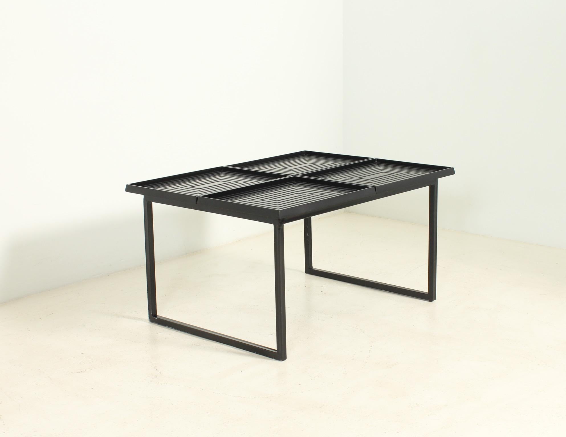 Geometric Coffee Table with Loose Trays For Sale 2